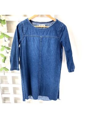 Madewell Step Raw Hem Denim Dress linen co…